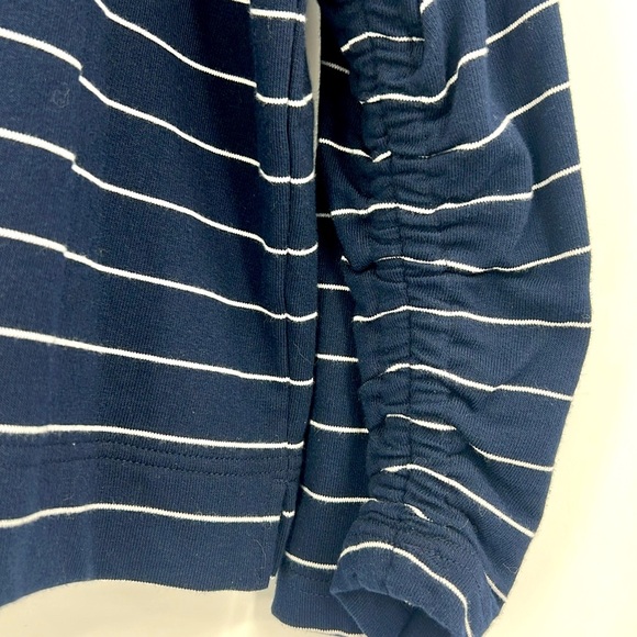 Ella Moss Reese Nautical Striped Pocket Boxy Navy & White Tee SZ XL New - Picture 6 of 13